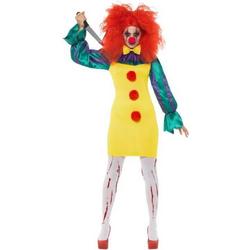 Clown & Nar Kostuum | Vrolijk Van Buiten Donker Van Binnen Horror Clown | Vrouw | Large | Halloween | Verkleedkleding